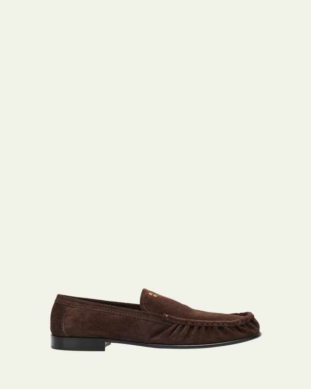 Suede Ruched Mocassin Loafers